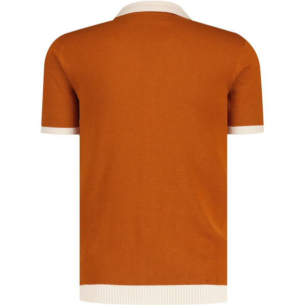 madcap england mens retro mod revere collar button front ribbed knitted shirt cinnamon stick