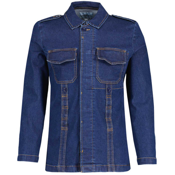 Madcap England Lennon 60s Mod Military Denim Shirt Jacket in Indigo MC1092