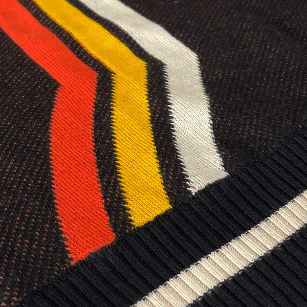 Pirelli Madcap England Mod Jacquard Abstract Stripe Mock Turtleneck Jumper in Black MC468  