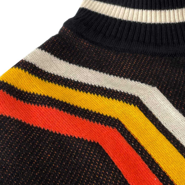 Pirelli Madcap England 70s Mod Jacquard Abstract Stripe Mock Turtleneck Jumper in Black MC468  