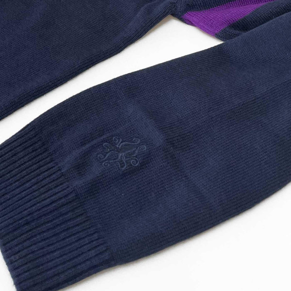 Madcap England Columbia Ivy League Stripe Sleeve Jumper in Navy Blazer MC1093