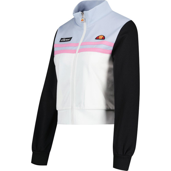 ellesse womens osita colour block retro zip track top light blue black pink