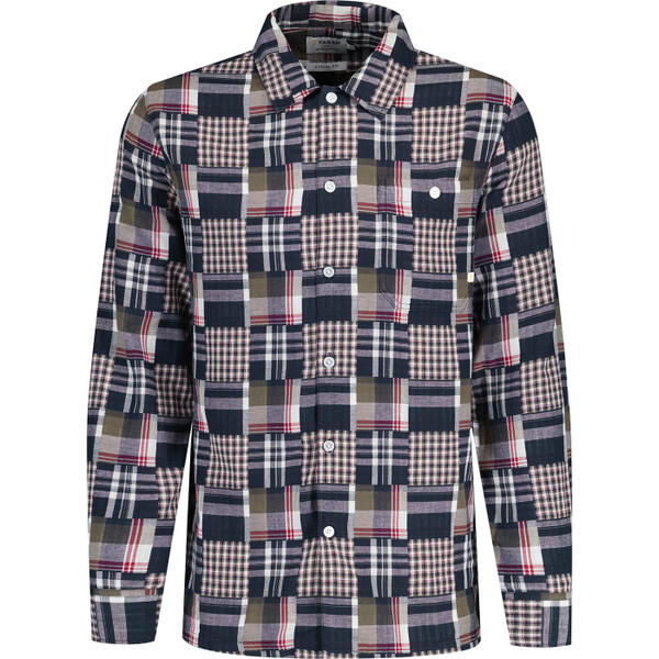 farah vintage mens womack check on plaid long sleeve shirt true navy