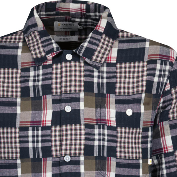 farah vintage mens womack check on plaid long sleeve shirt true navy