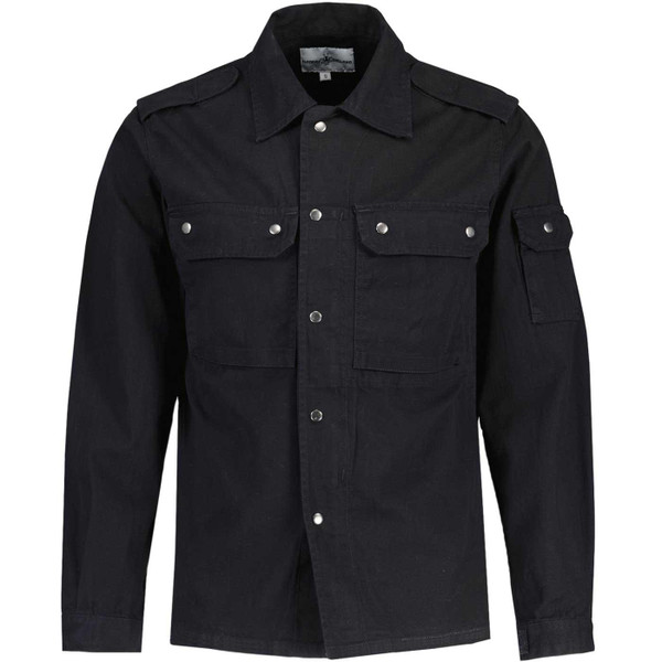 Madcap England Interstellar Retro Military Zip Through Shirt Jacket in Black