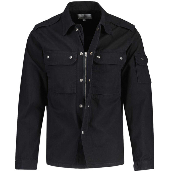 Madcap England Interstellar Men's Military Zip Through Shirt Jacket in Black