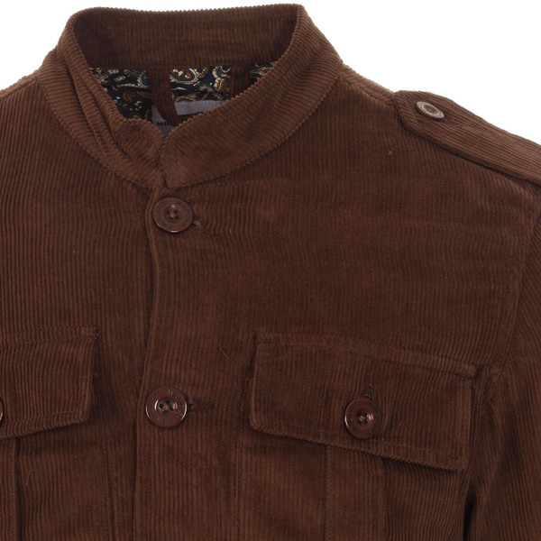 Madcap England Pepper Retro Mod Cord Military Tunic Jacket in Cocoa  