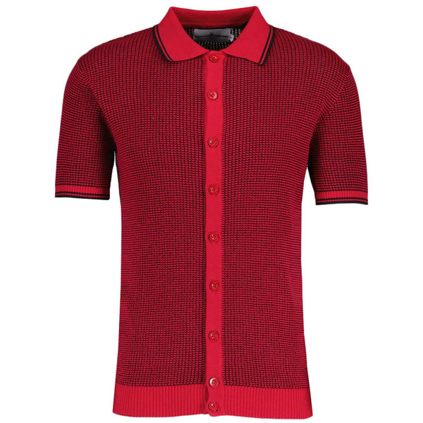 Madcap England Arrow 2-Tone Waffle Knit Polo Shirt in Jester Red MC1102