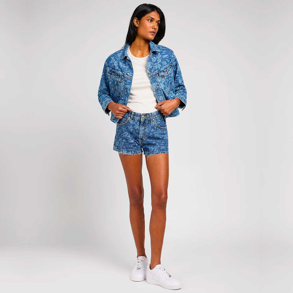 Lee Women's Cropped Rider Retro 1970s Jacket in Tropical Denim 112349588