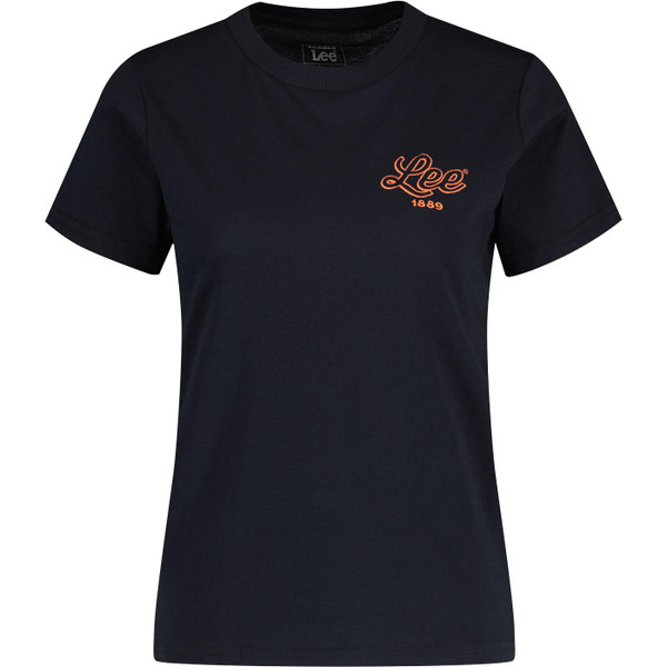 lee jeans womens small embroidered logo fitted crew neck tshirt unionall black