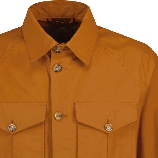 baracuta mens button through military utility shirt jacket pumpkin spice brown