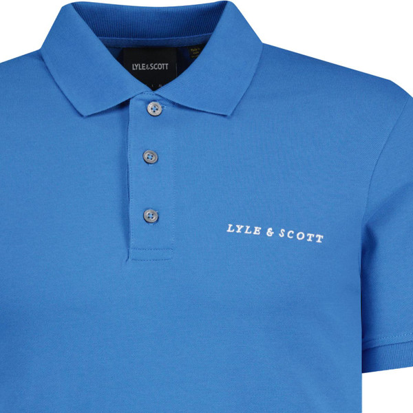 lyle and scott mens sleeve logo embroidery plain pique polo tshirt spring blue