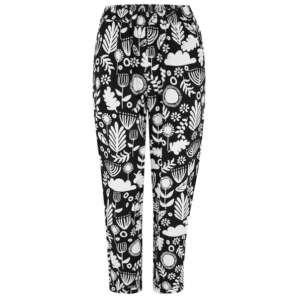 Sugarhill Brighton Debbs Trousers Folk Floral Mono in Black/White TR0093