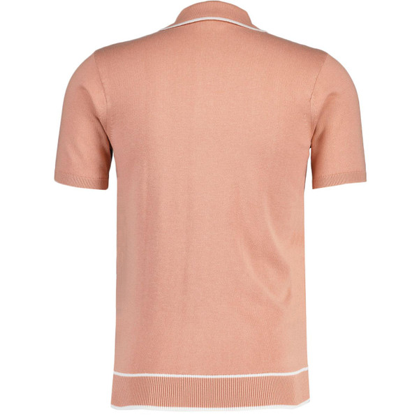 Gabicci Vintage Ted Diamond Knit Polo Shirt in Peach
