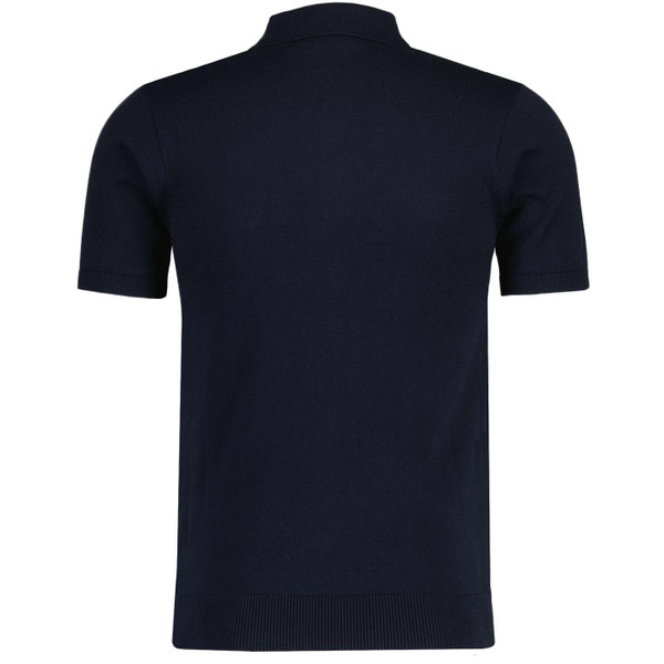 Gabicci Vintage Searle Men's Retro Stripe Knitted Polo Shirt in Navy