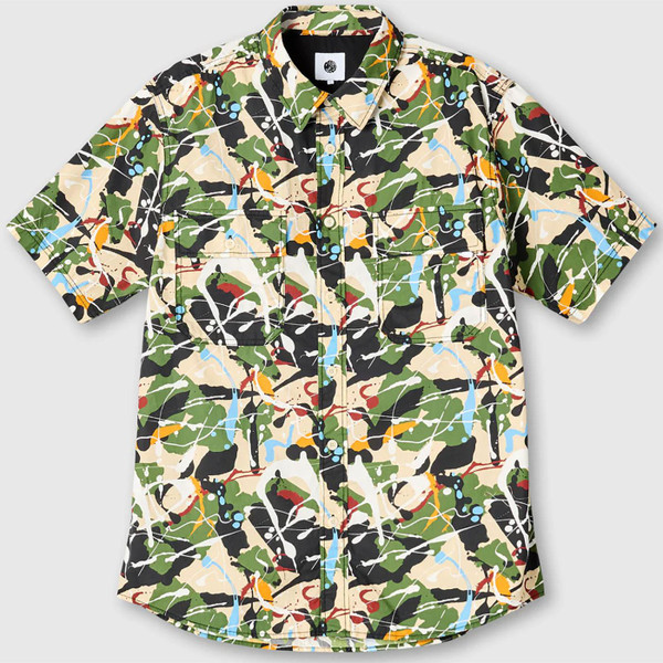 Pretty Green Convergence Retro 90s Paint Splash Stone Roses Shirt Front Photo
