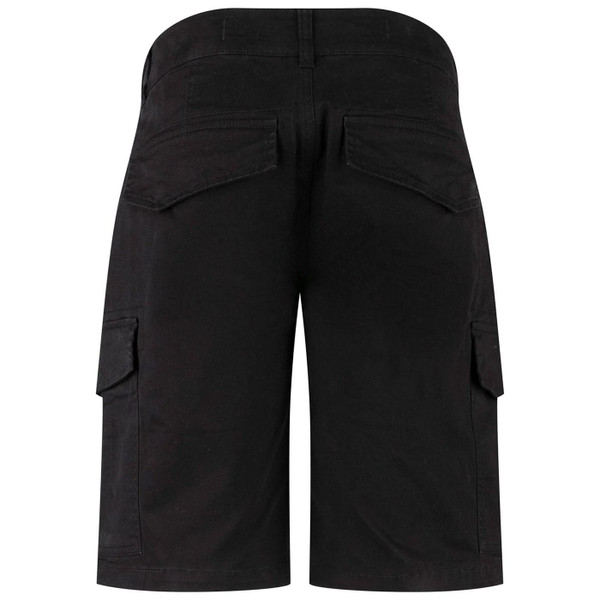 Luke Suez Retro Workwear Cargo Shorts in Black Back Photo