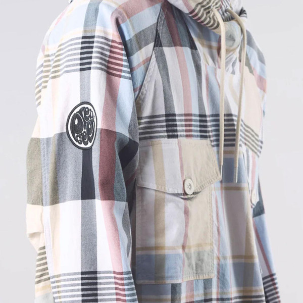 Pretty Green Winston Retro 90s Yarn Dyed Check Smock Jacket Side Close Up