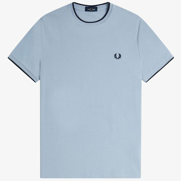 Fred Perry Mod Crepe Pique T-shirt in Light Smoke M8585 146 Front Photo