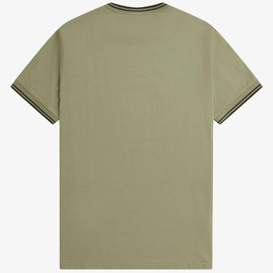 Fred Perry Twin Tipped T-shirt in Olive Mint and Night Green M1588 Y64 Flat Shot Back