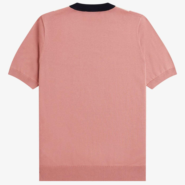 Fred Perry Vertical Stripe Panel Knit T-shirt in Pink K9746 X90 Flat Shot Back