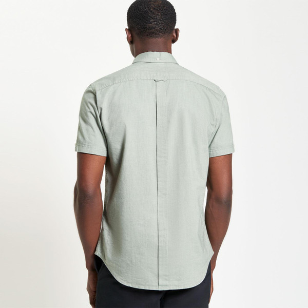 Ben Sherman Short Sleeve Oxford Shirt in Khaki 1012489 079 Model Photo Back