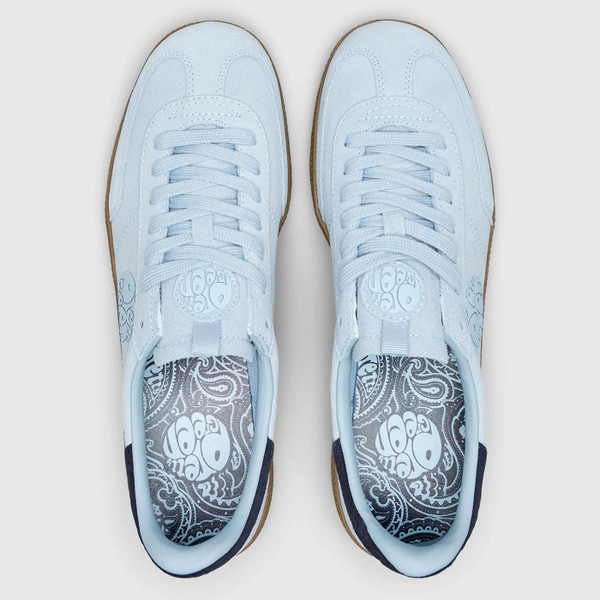 Pretty Green Ramblas Retro Britpop Suede Trainers in Blue Pictured from above