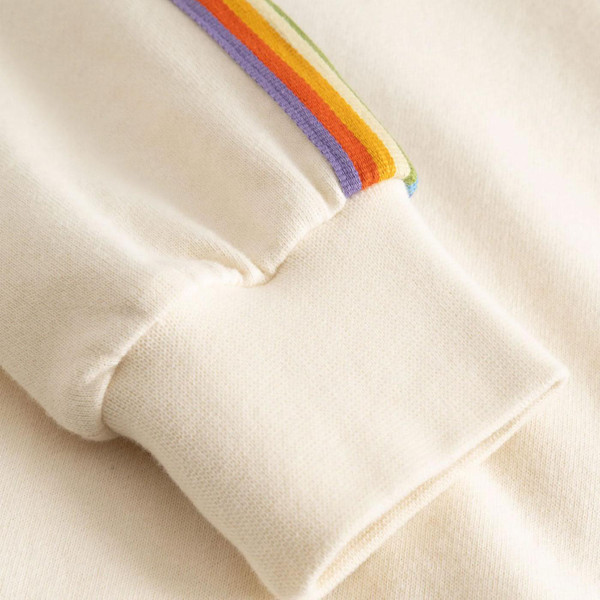 Mademoiselle YeYe Rainbow Lover Retro 1970s Track Jacket in Ecru Close up 1