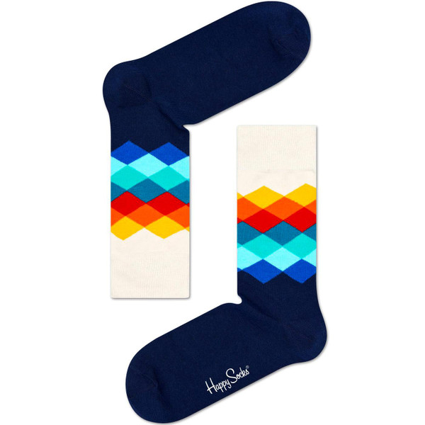 Happy Socks Faded Diamond Women's Retro 70s Argyle Socks in Navy