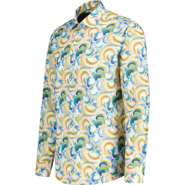 guide london mens bold swirl print soft touch long sleeve shirt green blue