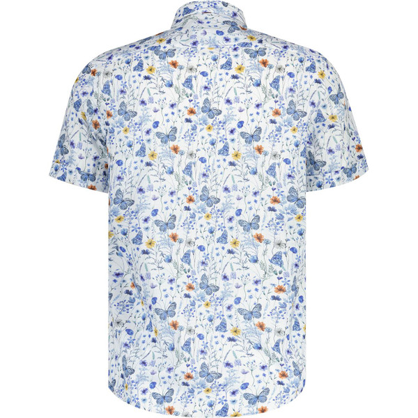 guide london mens summer garden print linen look short sleeve shirt white blue