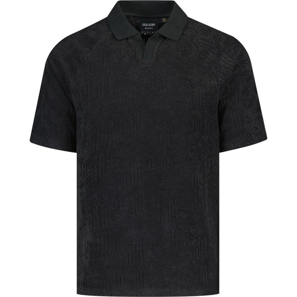 lyle and scott mens trophy emblem towelling polo tshirt jet black