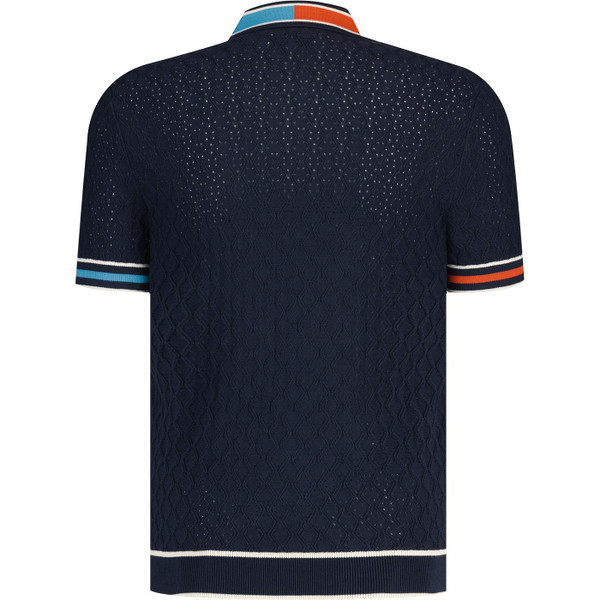 original penguin mens pointelle blocked knitted polo tshirt dark sapphire