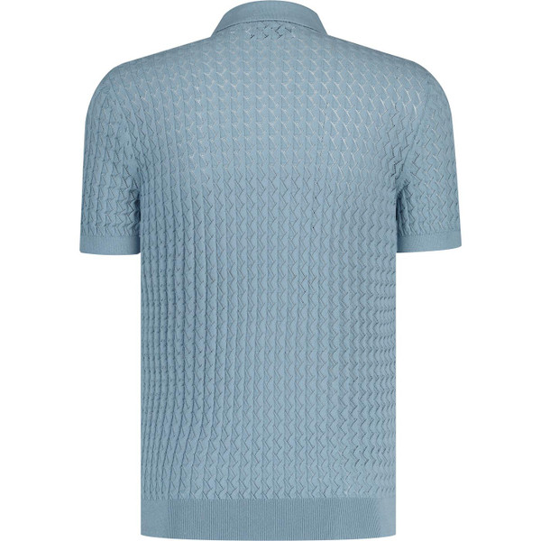 original penguin mens drop needle fine knit textured polo tshirt citadel blue