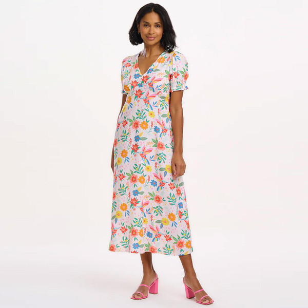 Sugarhill Brighton Maryjane Tropical Hummingbird Midi Dress Model Photo Front