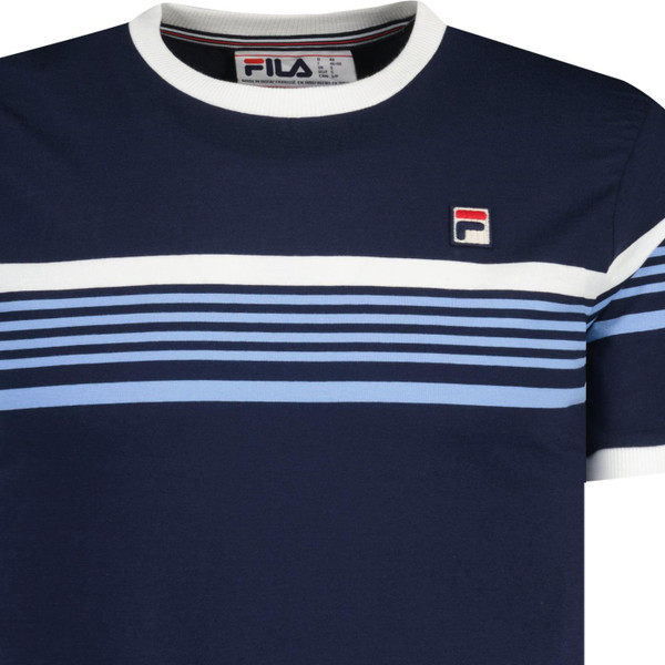 fila vintage mens james yarn dye stripe retro crew neck tshirt navy
