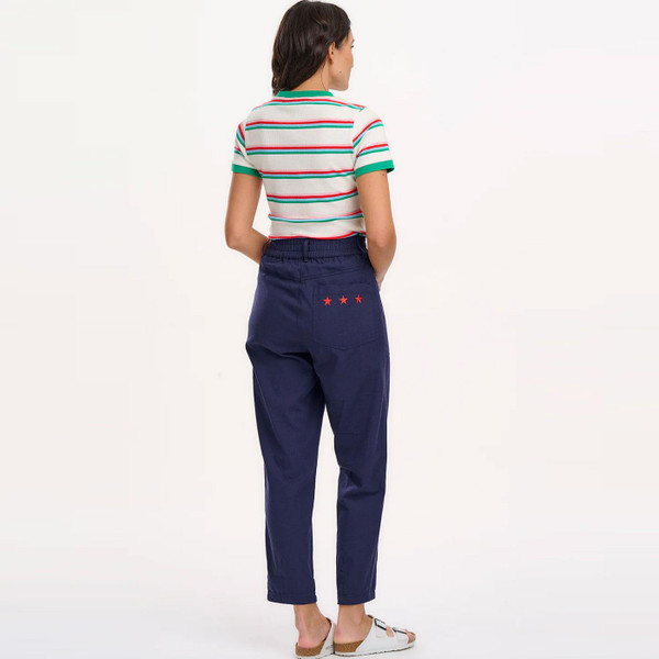 Sugarhill Brighton Velda Fitted Ribbed T-Shirt in Off-White/Retro Stripe