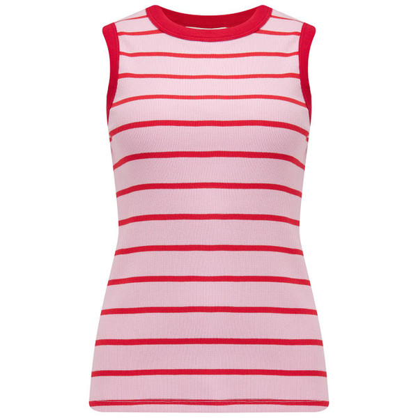 Sugarhill Brighton Ruth Vest Top in Pink/Red Stripes T0928