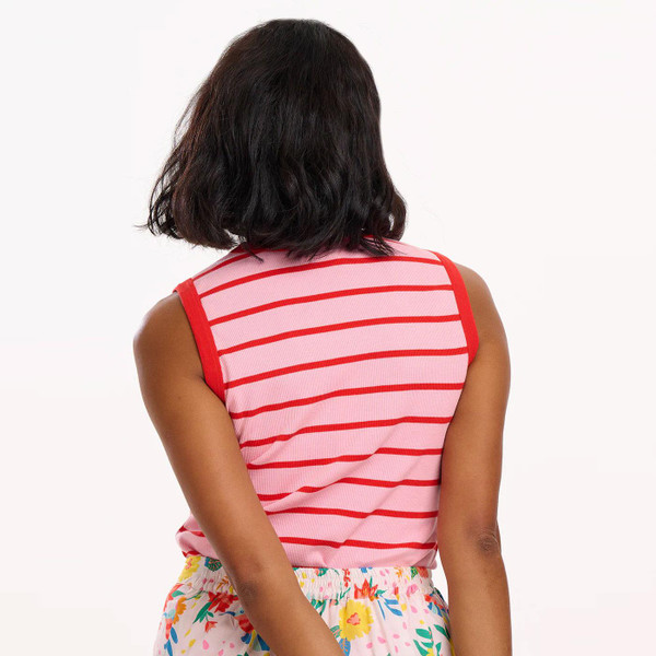Sugarhill Brighton Ruth Vest Top in Pink/Red Stripes T0928
