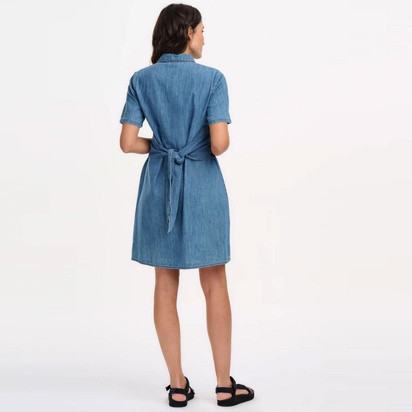 Sugarhill Brighton Talitha Denim Mini Shirt Dress in Mid Blue D1305