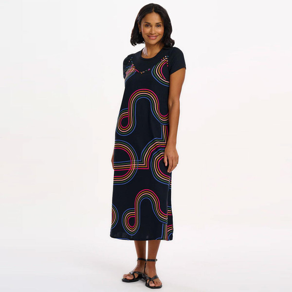 Sugarhill Brighton Gretchen Rainbow Retro Racer Sundress Model Photo Front 2