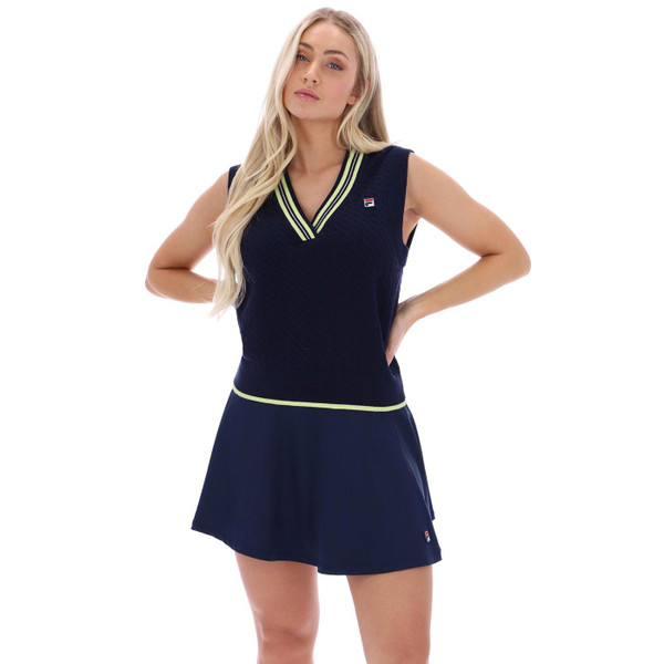 Fila Vintage Women's Jorja 1980s Knitted Tank Top in Navy