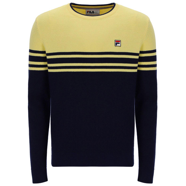 Fila Vintage Nate Ottomon Rib Stripe Jumper in Popcorn and Navy