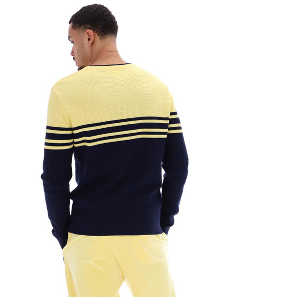 Fila Vintage Nate Men's Mod Casuals Ottomon Rib Stripe Jumper in Popcorn and Navy