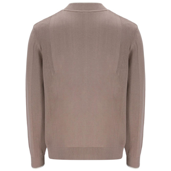 Fila Gold Ferguson Pointelle Panel Knit Retro Track Cardigan in Mocha