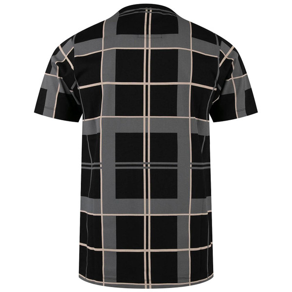 Luke Birdoswald Retro 80s Check T-shirt in Black and Ecru
