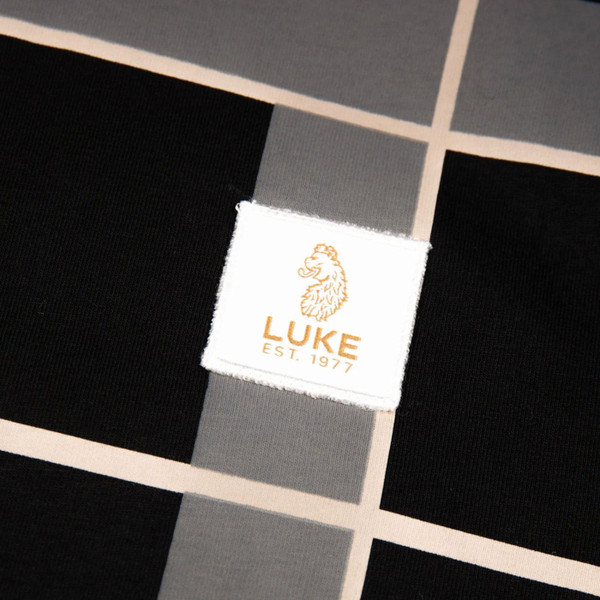 Luke Birdoswald Retro 1980s Check T-shirt in Black and Ecru