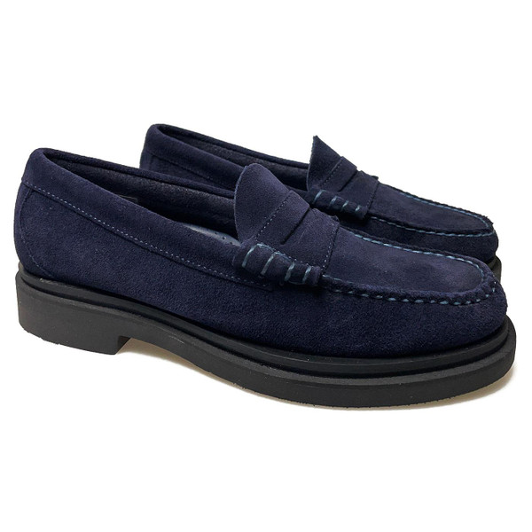 GH Bass Weejun Step Larson Men's Mod Suede Loafers in Navy