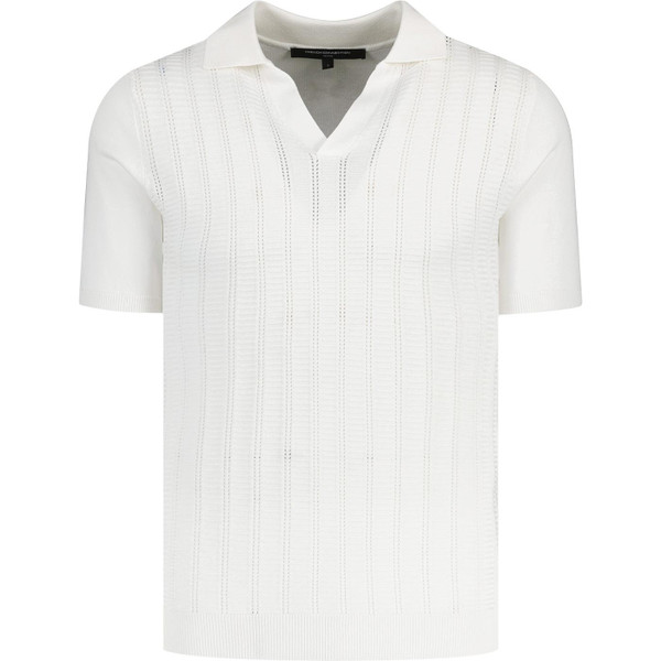 french connection mens leader trophy textured knit v neck polo tshirt ecru