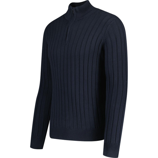 french connection mens half zip ribbed knit funnel neck jumper navy